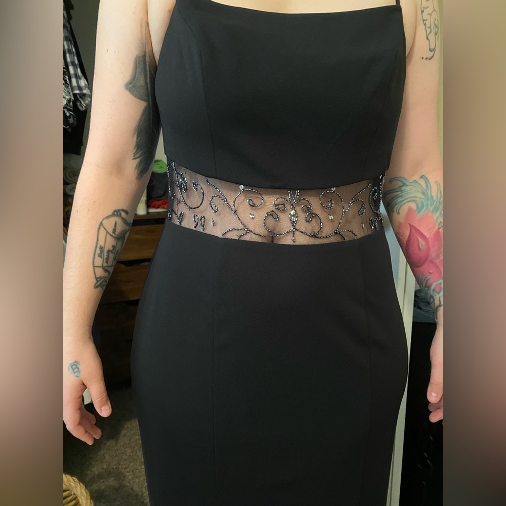 Gorgeous beaded seethru black dress, size 9/10